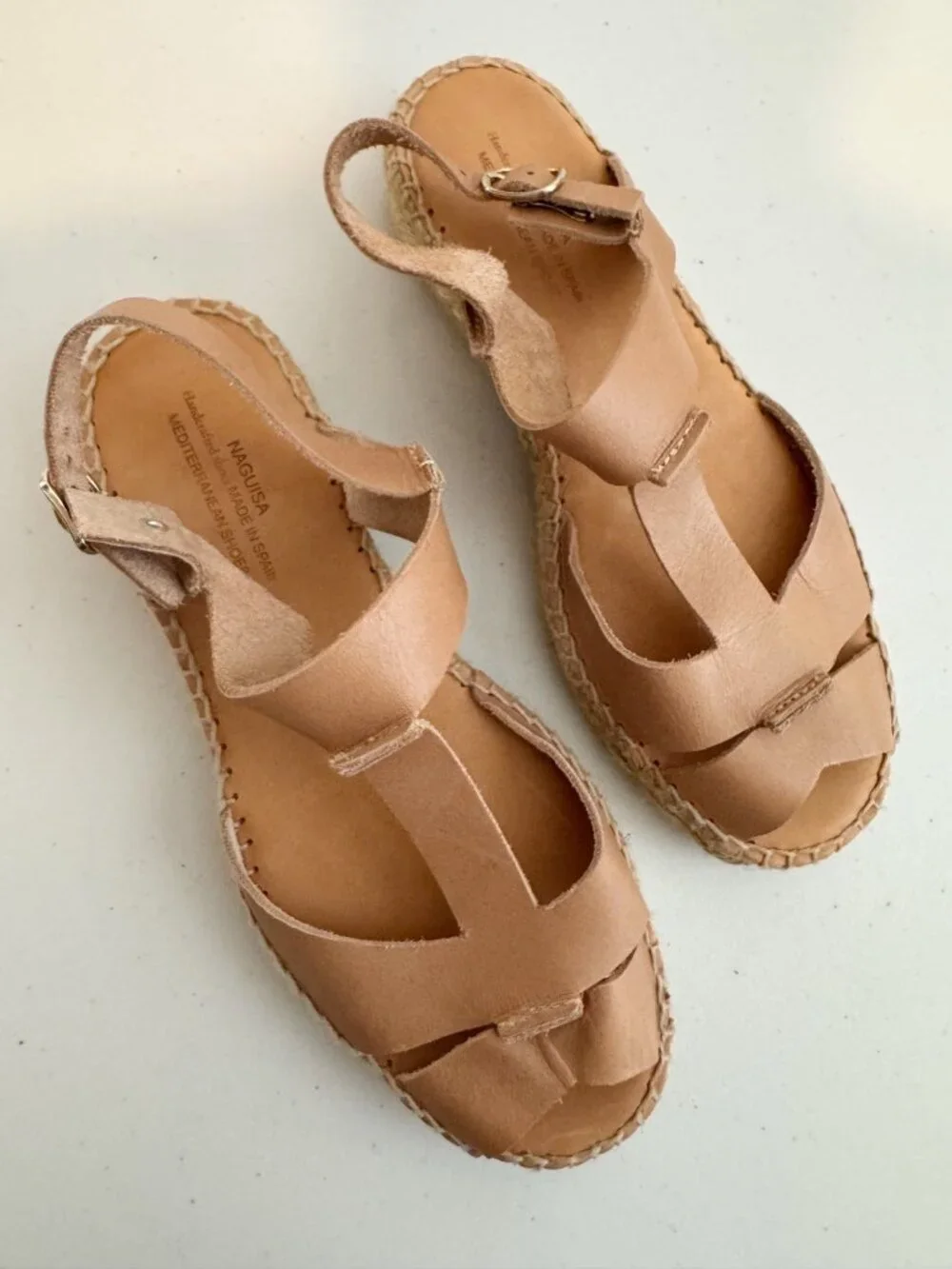 Naguisa Canto Espadrille Sandals Size 37 Tan Fisherman Artisan Quiet Luxury Chic